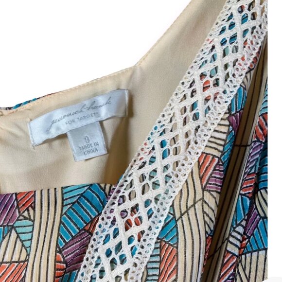 Vintage 2008 Y2K baby doll boho Prairie geometric crochet ruffle dress 5 - Picture 6 of 10